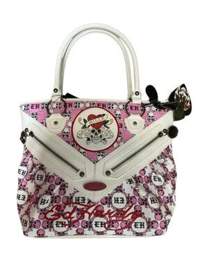 NWT E Hardy Multicolor Love Kills Slowly Skull Tatoos Shoulder Tato Bag Women M